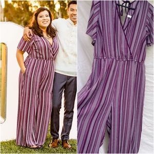 Purple striped Xhilaration jumpsuit